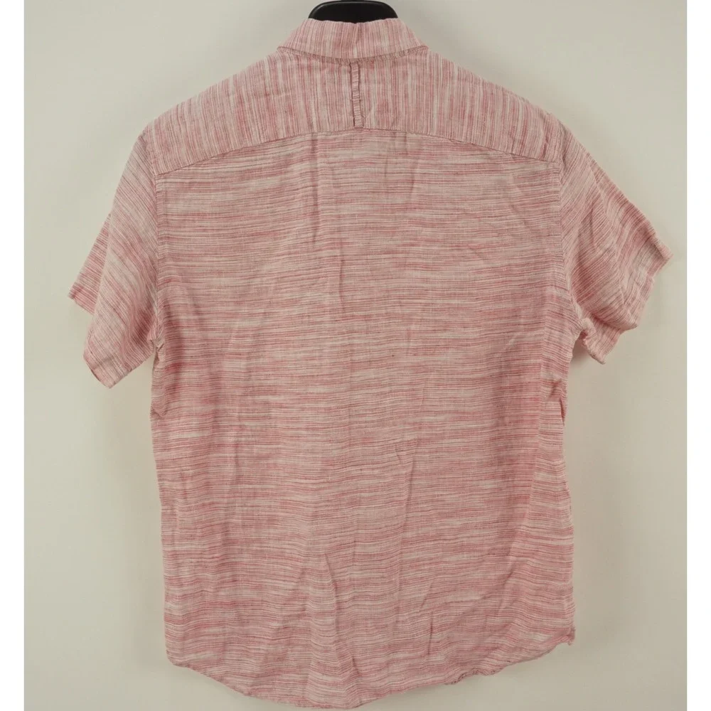 Banana Republic 100% Linen Camden Men's Medium‎ Pink Heather Button Down Shirt